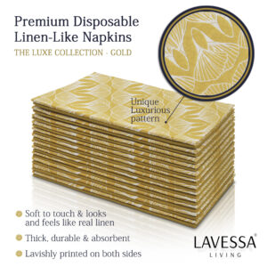 Lavessa® Living - 100PK Gold Napkins for Wedding Reception