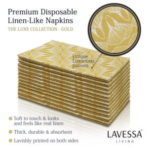 Lavessa® Living - 50PK Gold Napkins for Wedding Reception