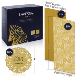 Lavessa® Living - 50PK Gold Napkins for Wedding Reception